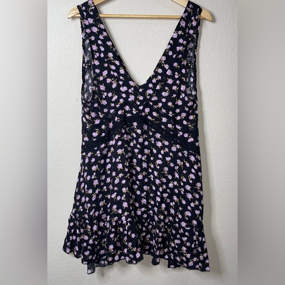 Free People Let It Happen Mini Slip Babydoll Dress Floral Back Purple Size XS - Picture 6 of 10